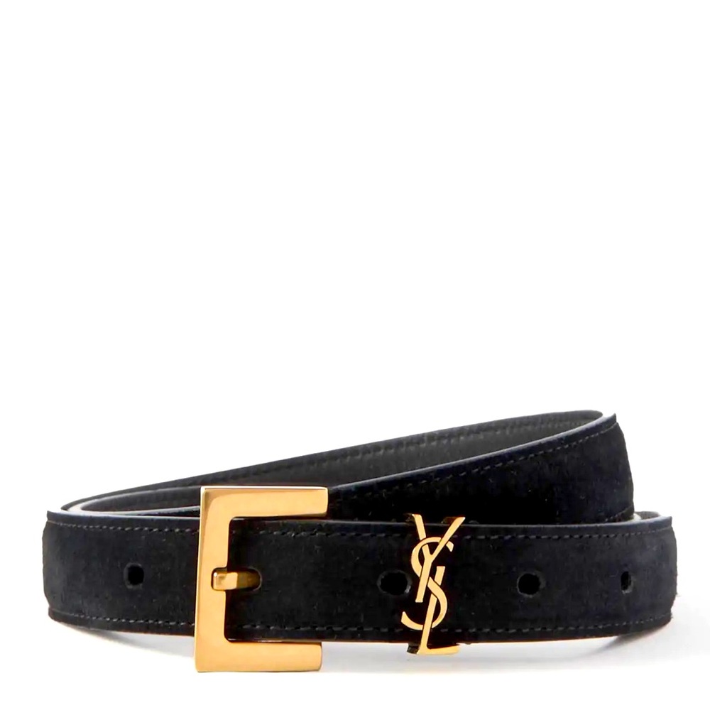 BNIB! Rare! AUTHENTIC Saint Laurent YSL Monogram Suede Belt SIZE 80 MSRP $695 - Picture 7 of 16